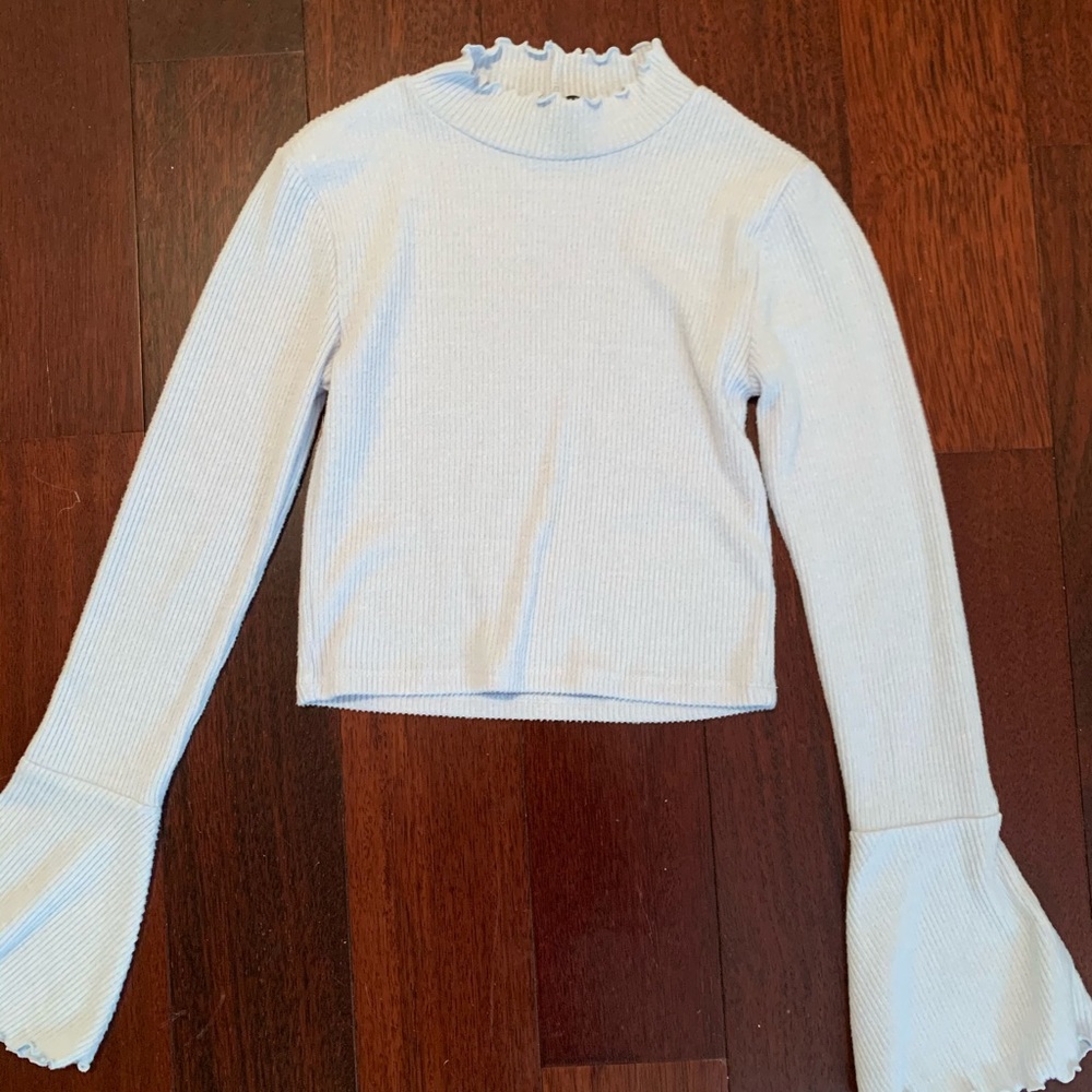Light Blue Bell Sleeve Top